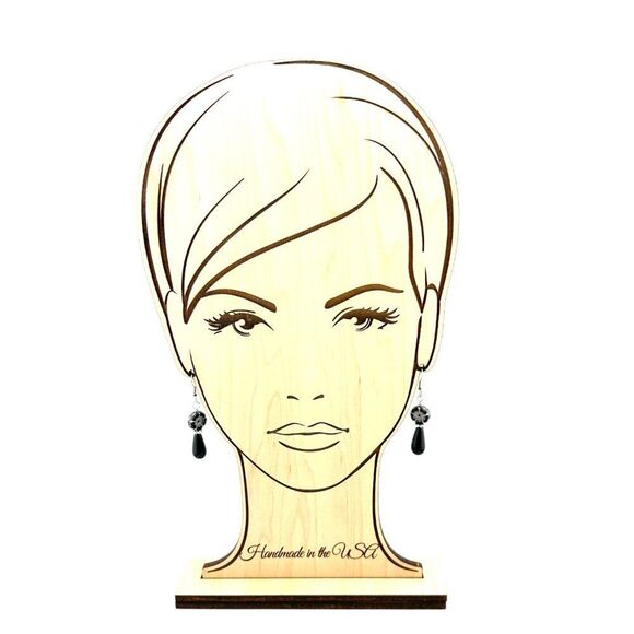 Black Hibiscus Flower and Teardrop Earrings - Picture 3 of 7